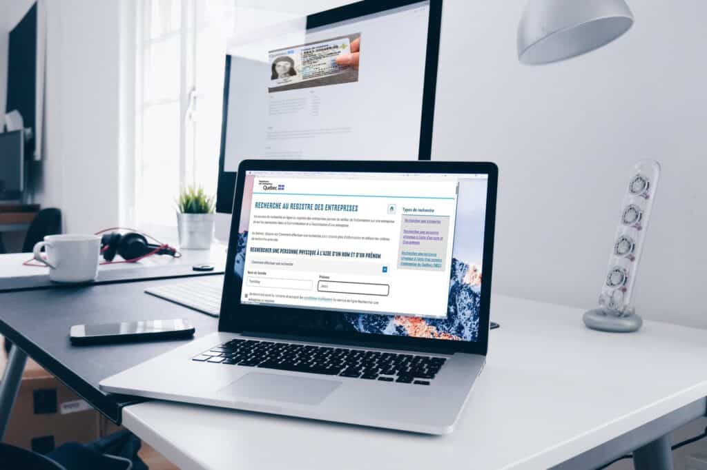 Identification québécoise en ligne, recherche d'entreprise, registre des entreprises, services administratifs, information d'entreprise au Québec, recherche personne physique ou entreprise.
